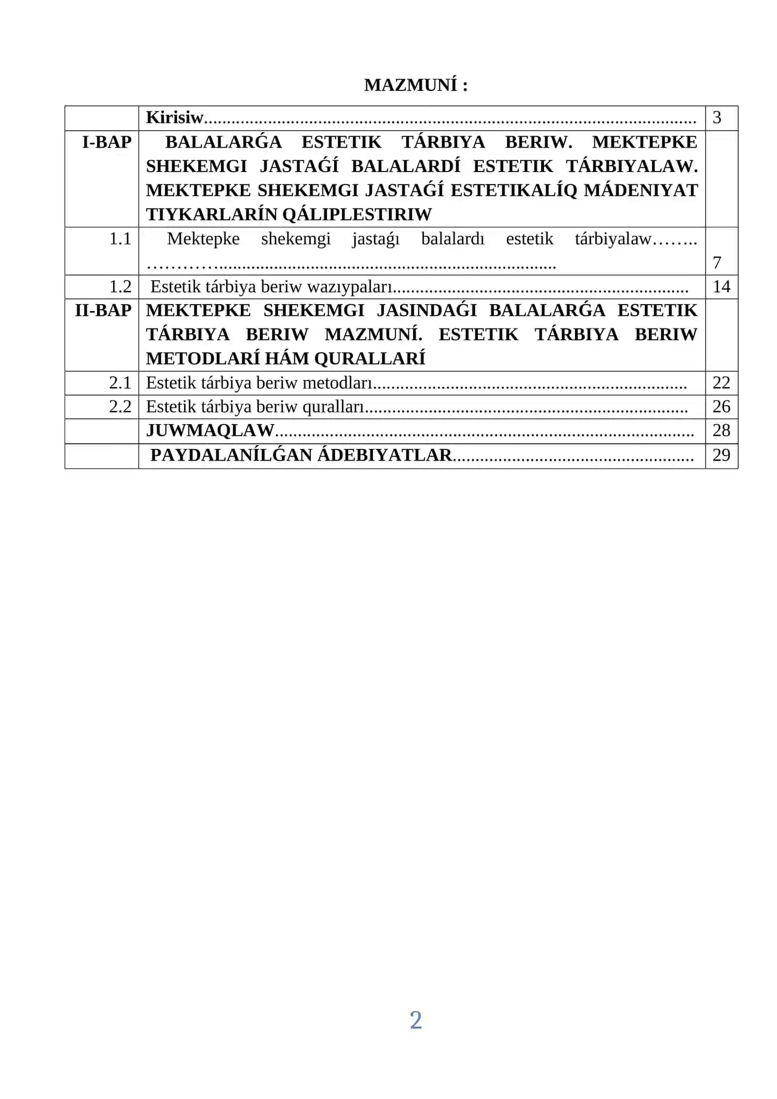 Mekepke shekemgi baslawısh shólkeminiń estetikalıq tárbiyası 2
