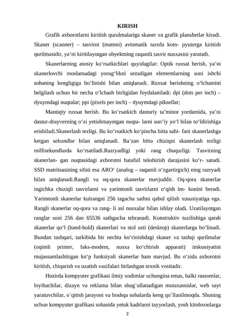 KOMPYUTER GRAFIKASI TURLARI VA ZAMONAVIY GRAFIK FORMATLAR 2