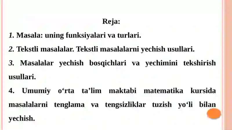 MASALA, UNING FUNKSIYALARI VA TURLARI. 2