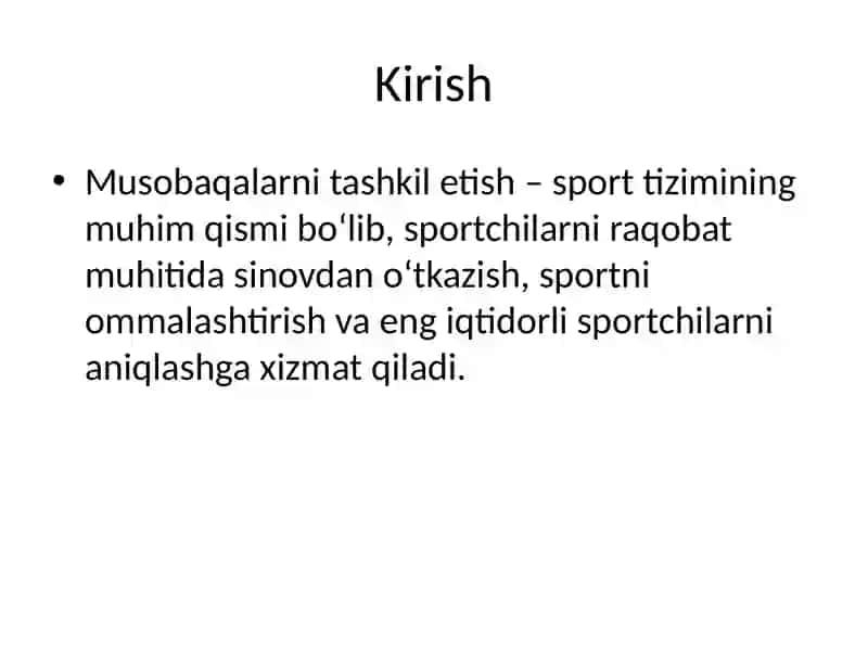 Musobaqalarni tashkil etish asoslari 2