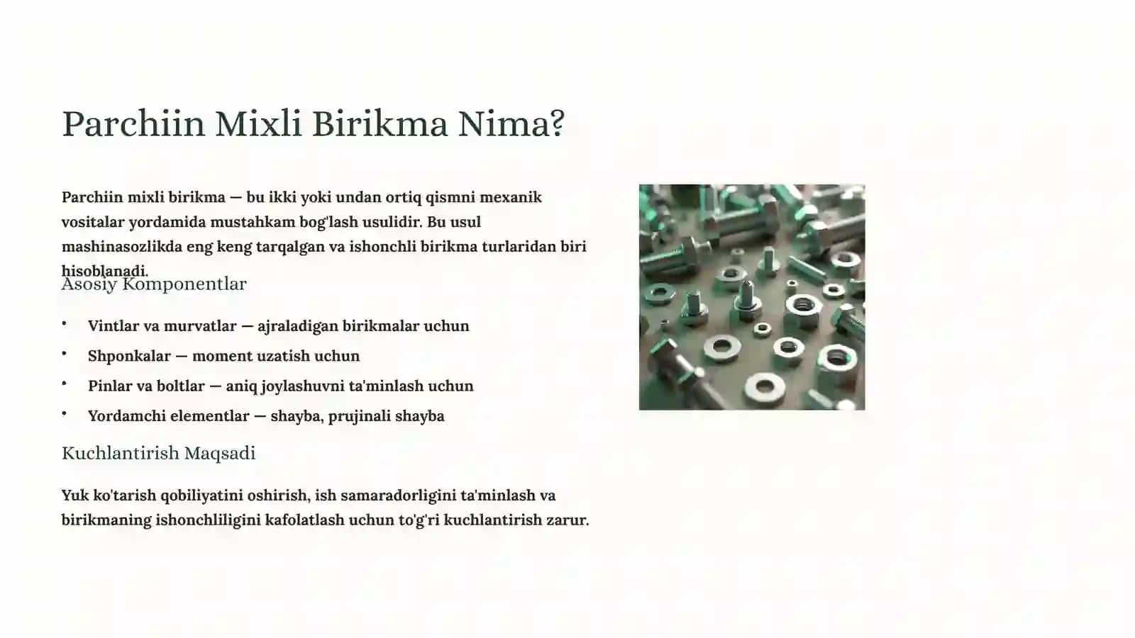 Parchiin Mixli Birikmalar va Ularni Turlari Kuchlantirishda Hisoblash 2