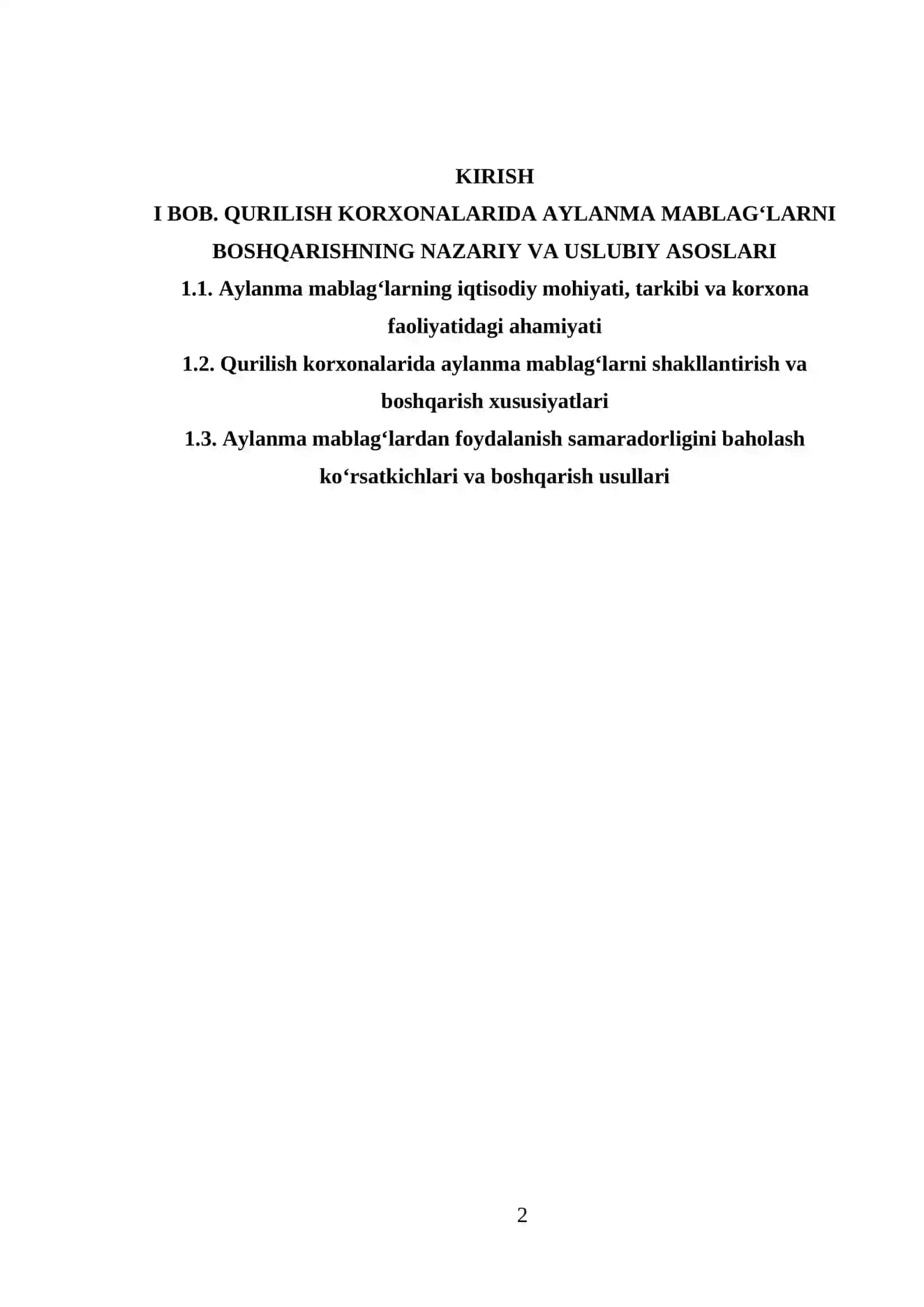 QURILISH KORXONALARIDA AYLANMA MABLAG‘LARNI BOSHQARISHNING NAZARIY VA USLUBIY ASOSLARI 2