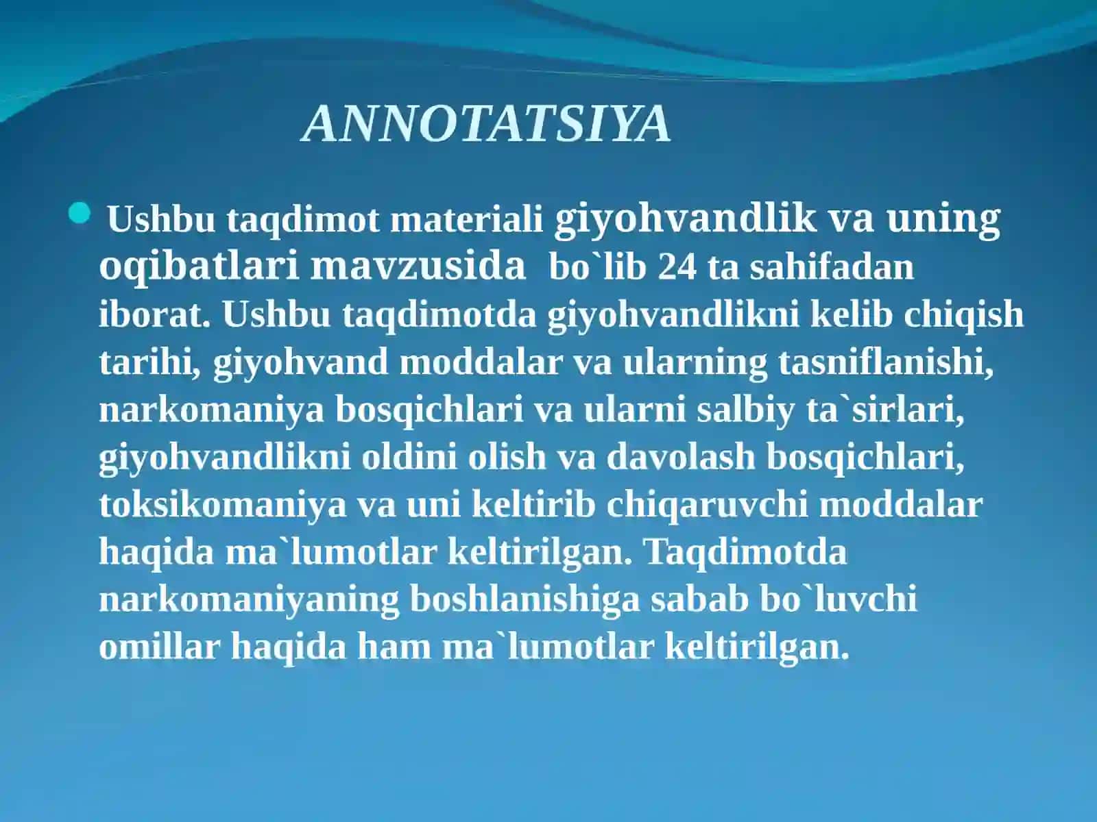 GIYOHVANDLIK VA UNING OQIBATLARI 2