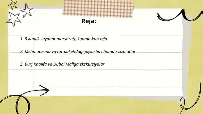 Dubay shahriga 5 kunlik tur paket 2