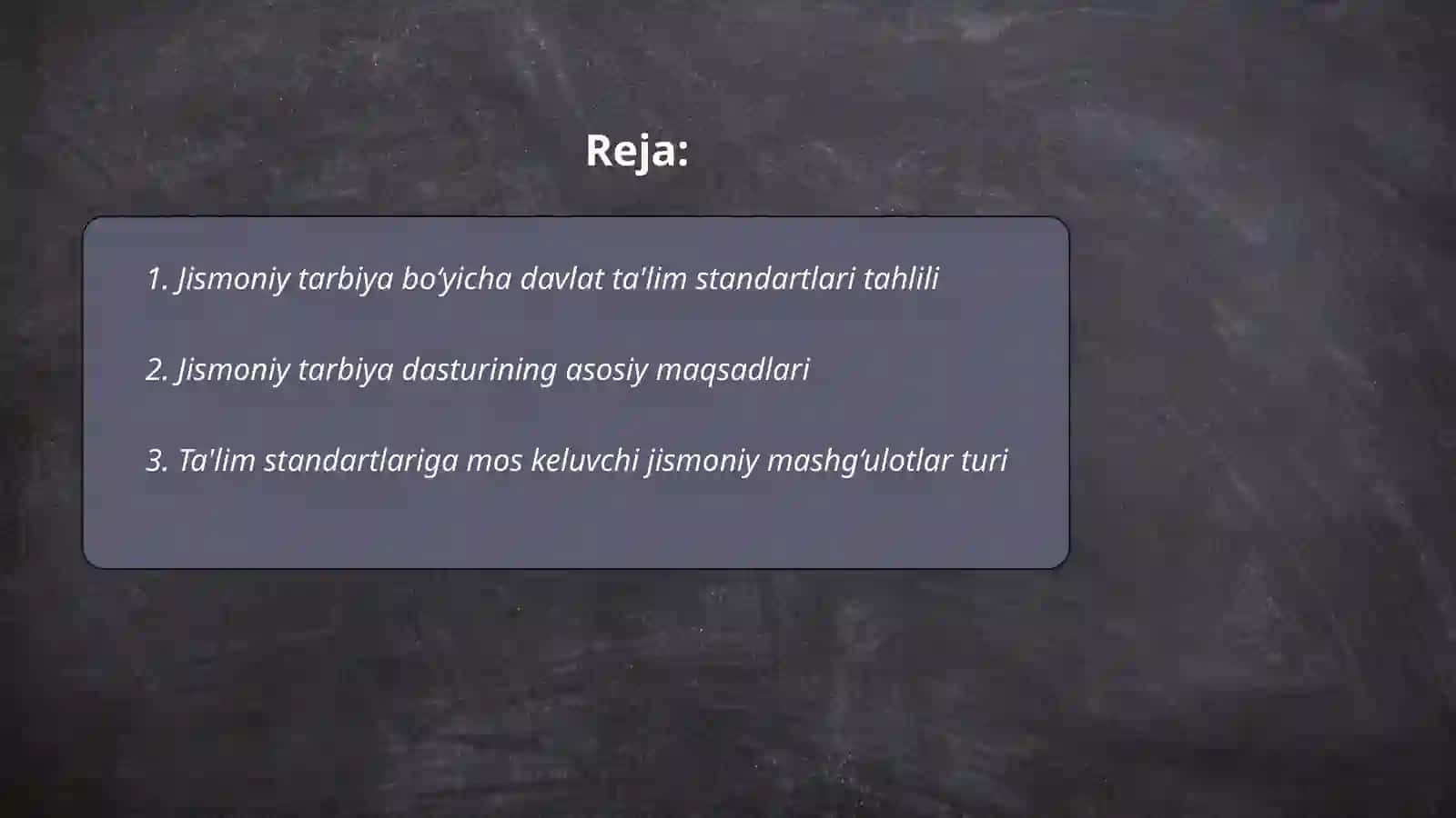 Jismoniy tarbiya bo‘yicha davlat ta‘lim standartlari va o‘quv soatlarini rejalashtirish 2