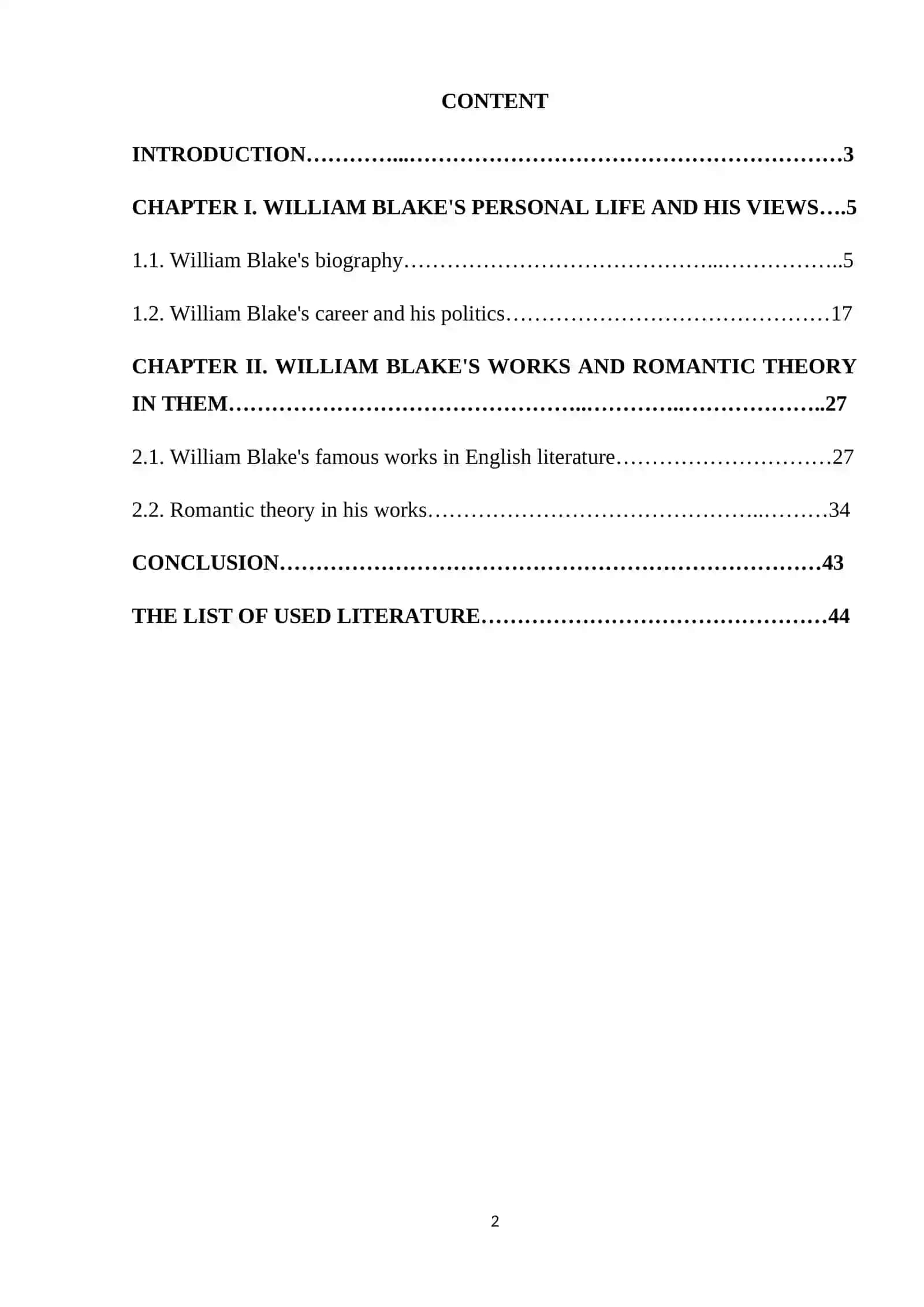 ROMANTIC THEORY IN WILLIAM BLAKE'S WORKS 2