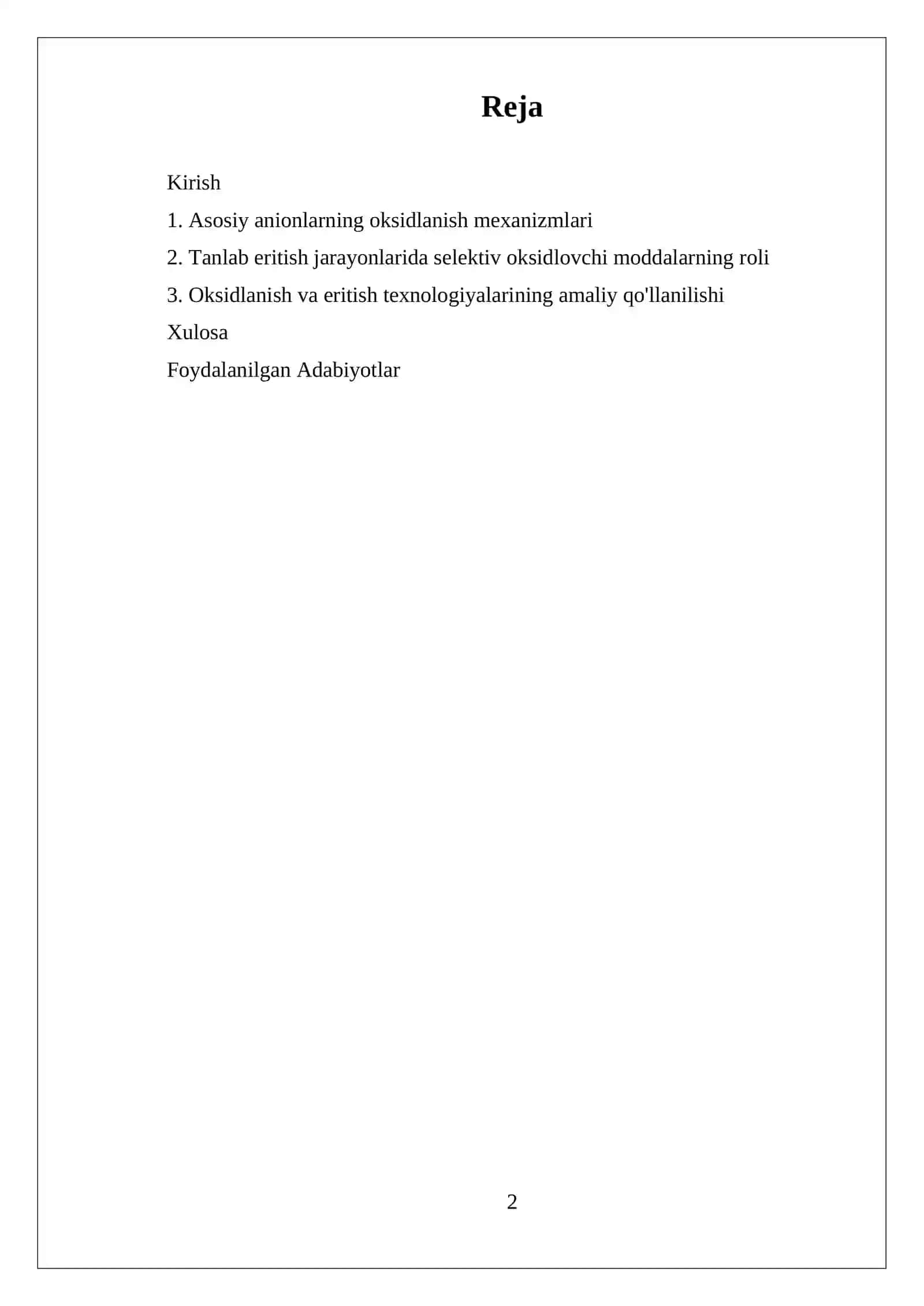 ANIONNING OKSIDLANISHI BILAN BORADIGAN TANLAB ERITISH (ERITISH) 2
