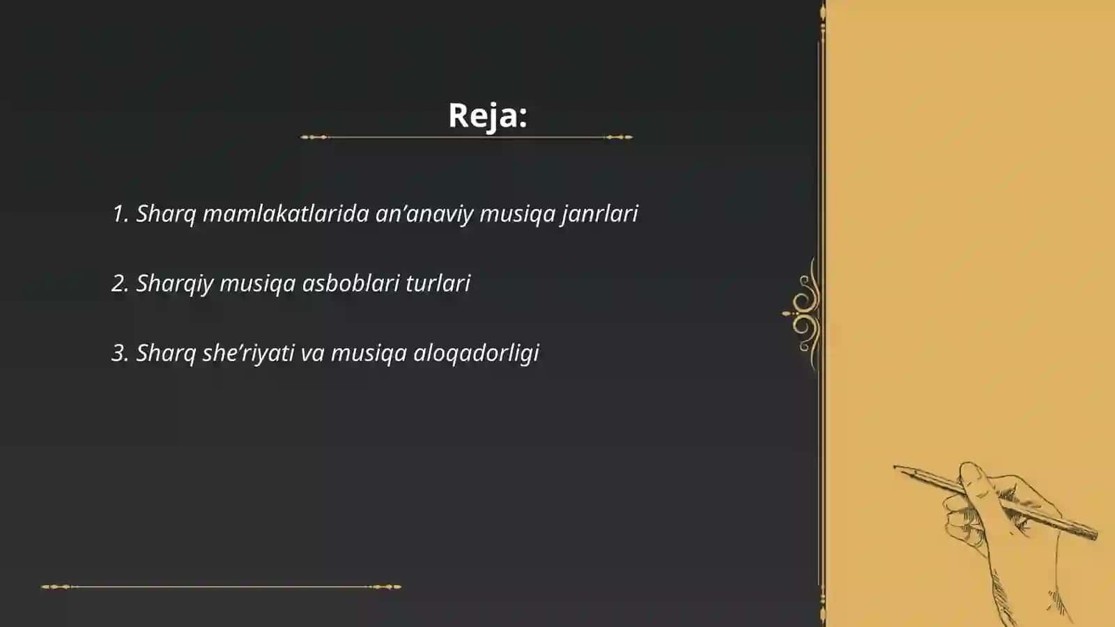 Sharq mamlakatlarida musiqa va madaniyati toʻliq maʼlumotlar bilan 2