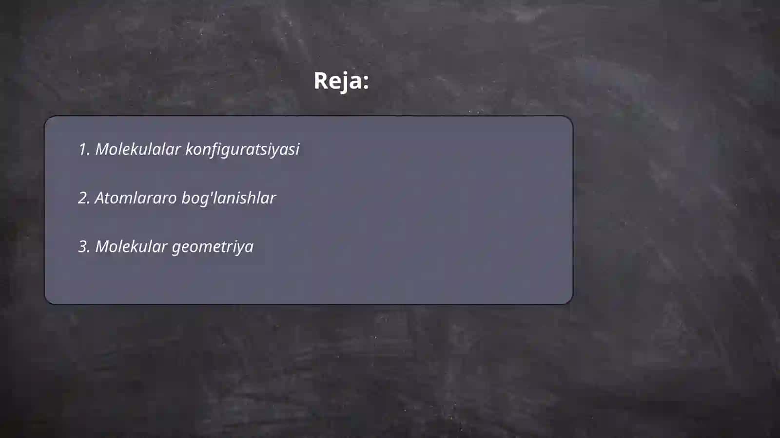 Muvozanatdagi konfiguratsiya va malekulalar konformatsiyasi 2