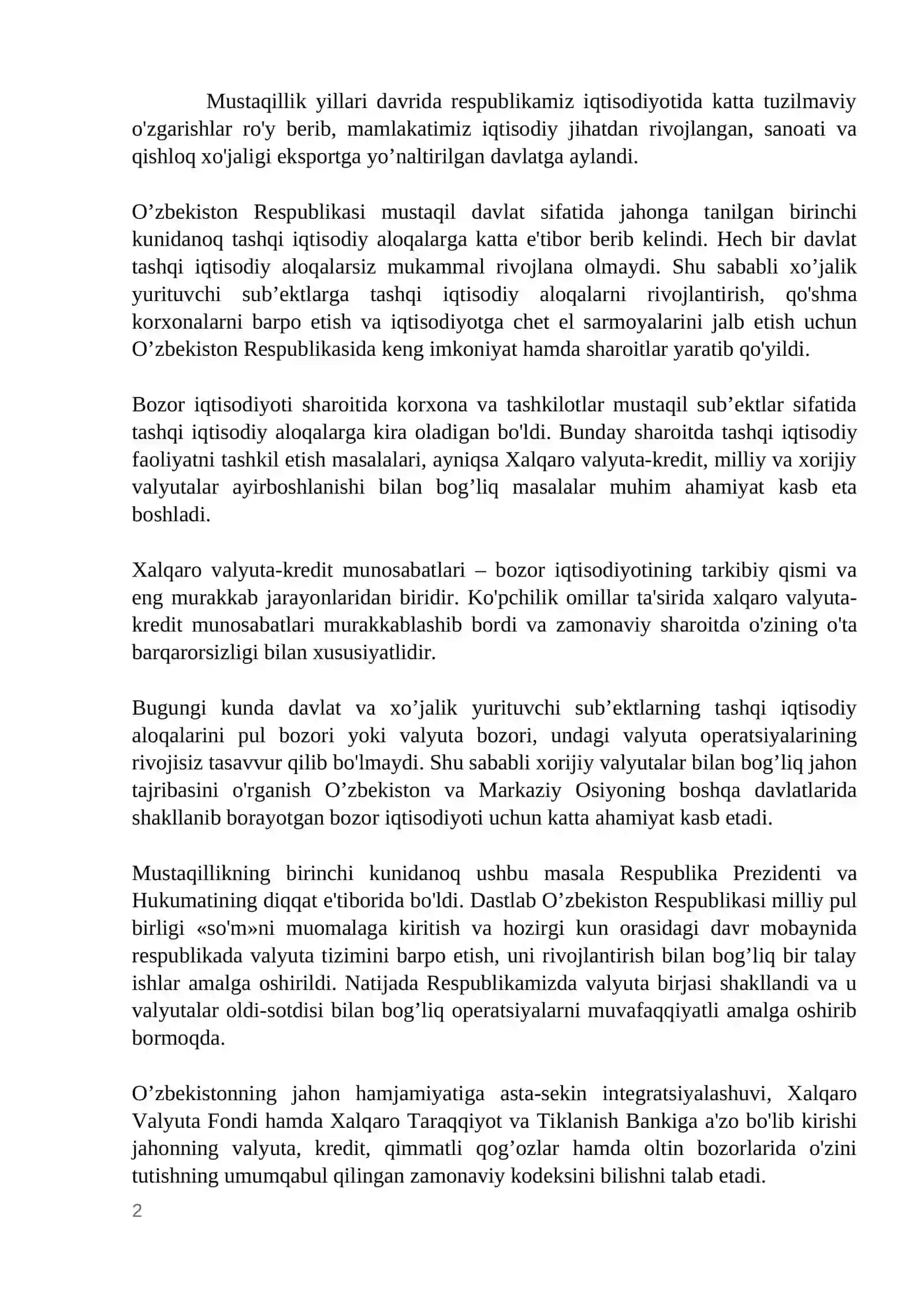 Xalqaro valyuta tizimining shaklanishi va rivojlanishi 2