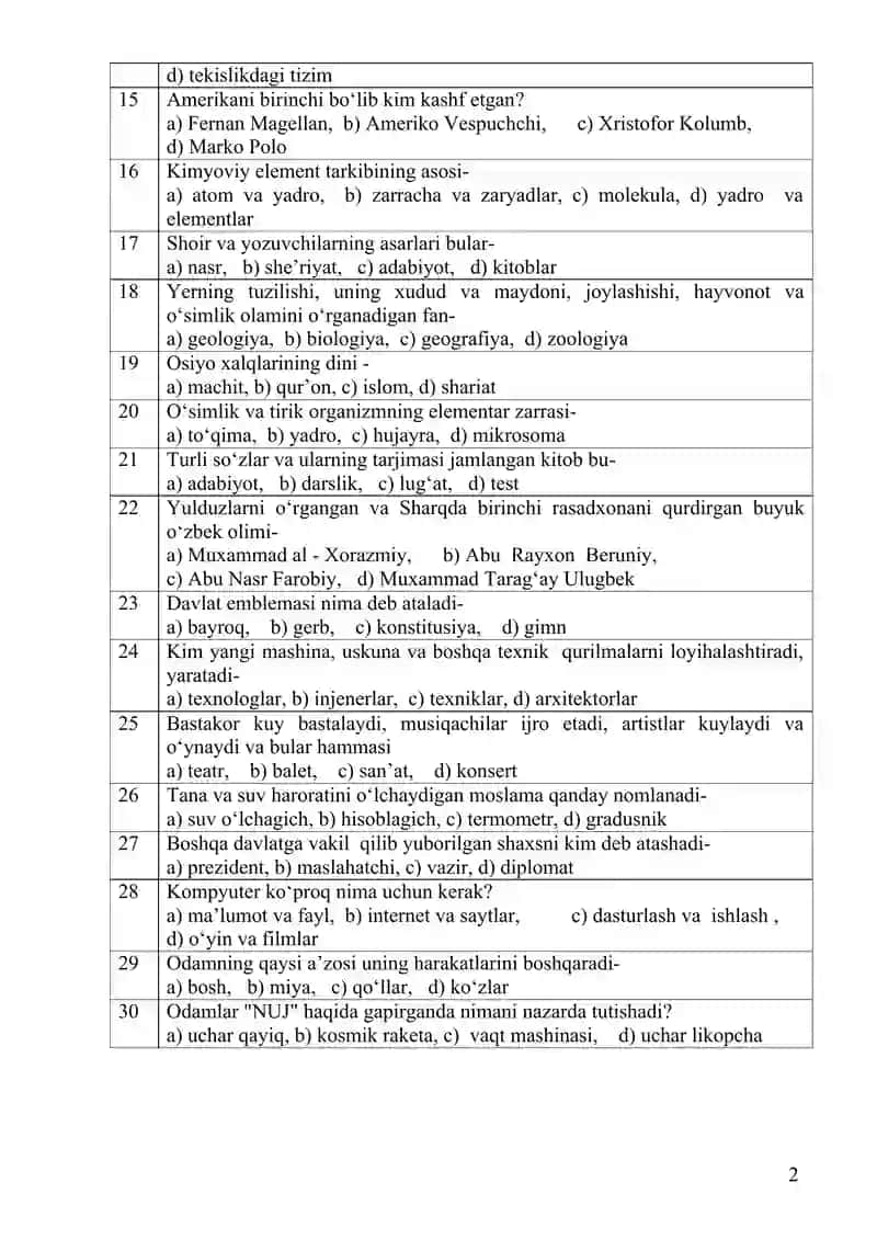 Aqliy rivojlanishini o‘rganib borish uchun IQ-testlari 2