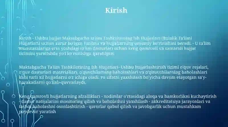 Maktabgacha Ta'lim Tashkilotining Ish Hujjatlari 2