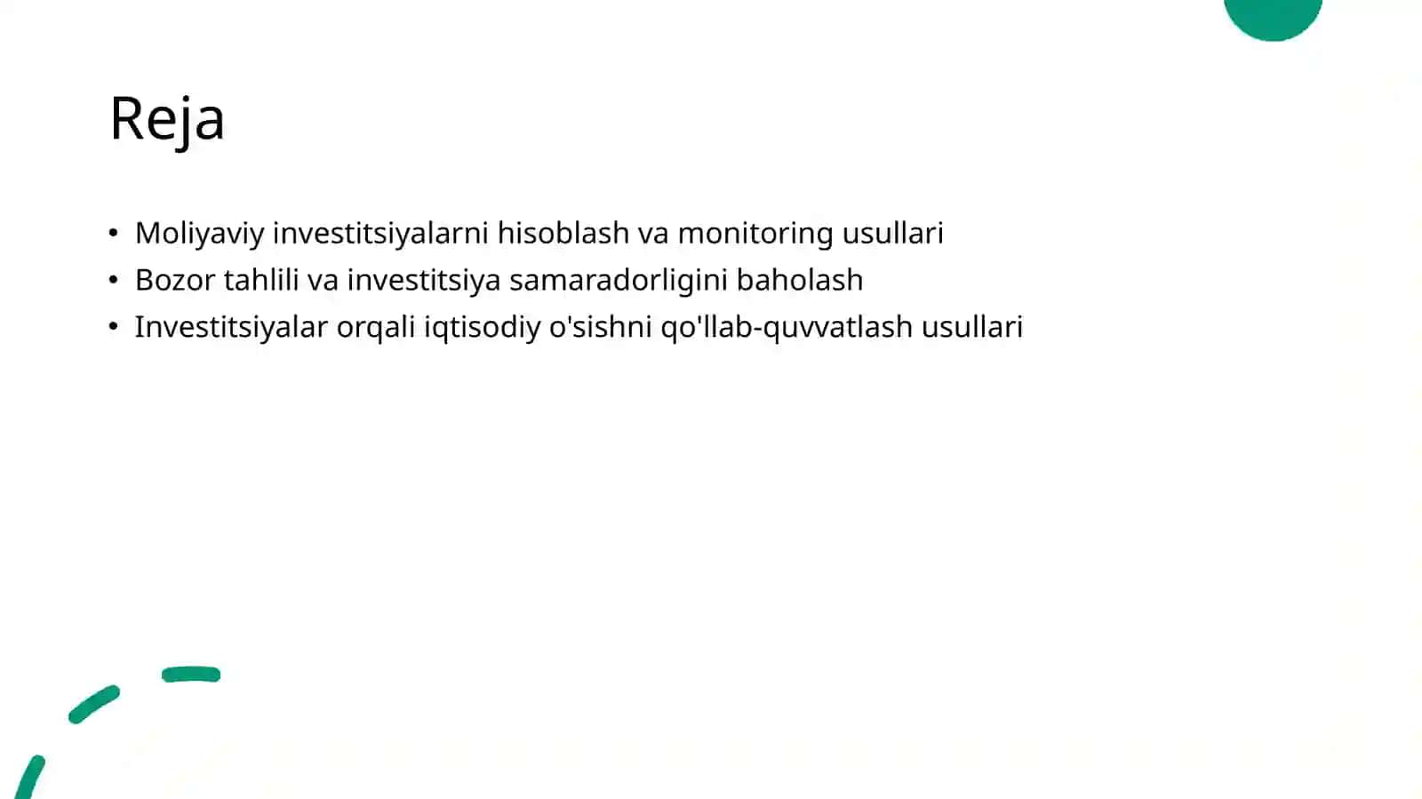 Moliyaviy investitsiyalarni hisoblash va monitoring usullari 2