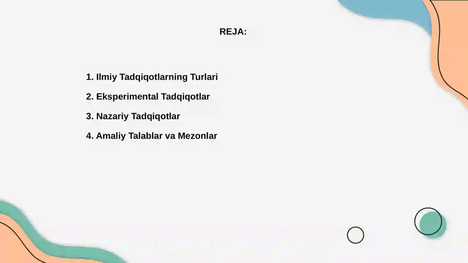 Ilmiy tadqiqot turlari va mezonlar bo'yicha guruhlanishi 2