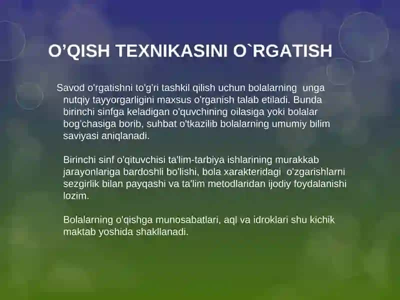 O’qish tехnikasini o’rgatish 2
