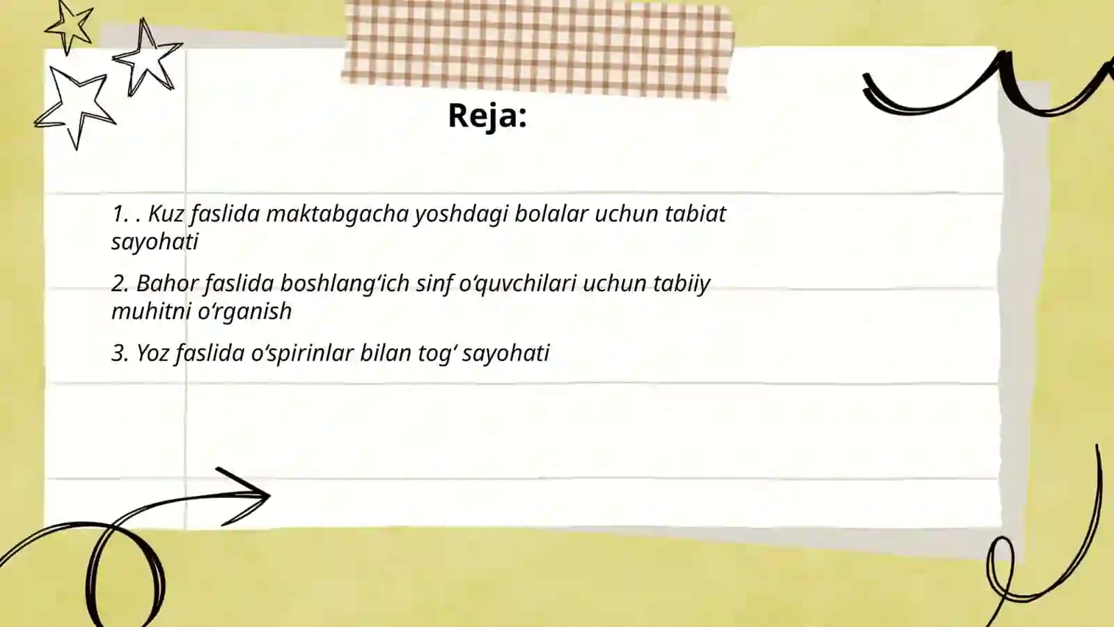 Turli fasllarida turli yosh guruhlarida tabiatga ekskursiyani loyihalashtirish 2