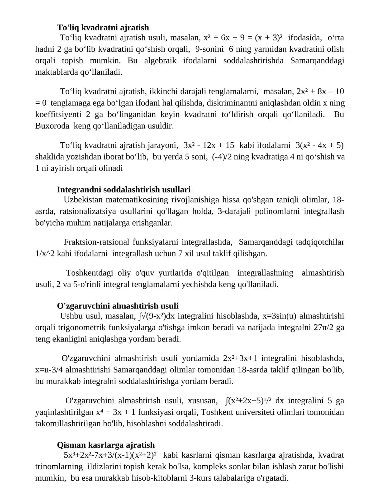 Irratsional va binomal funksiyalarni integrallash 2