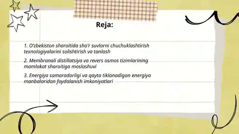 Oʻzbekiston sharoitida shoʻr suvlarni chuchuklashtirish gʻoyasi 2