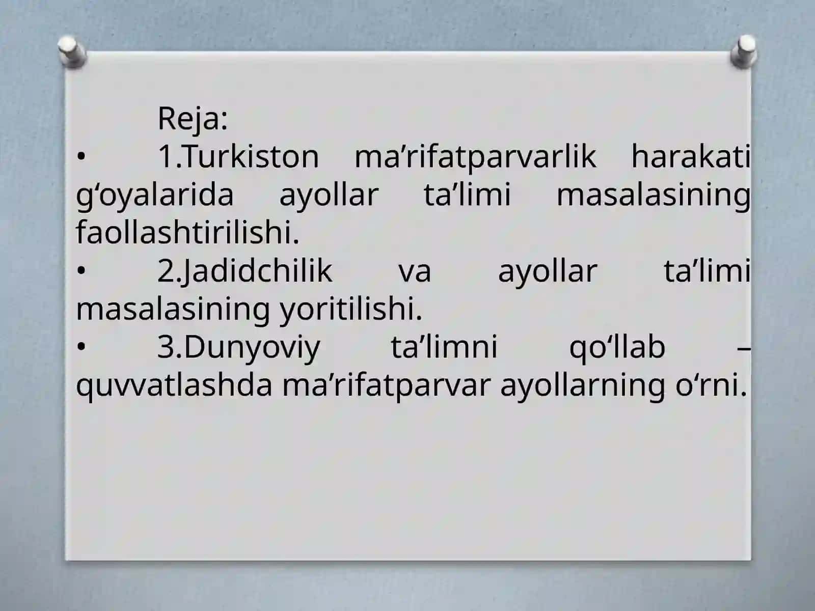 XVII asr va XX asrning 1-choragida Turkiston o‘lkasida ayollar ta’limi masalasining faollashuvi va yoritilishining pedagogik sharoitlari 2