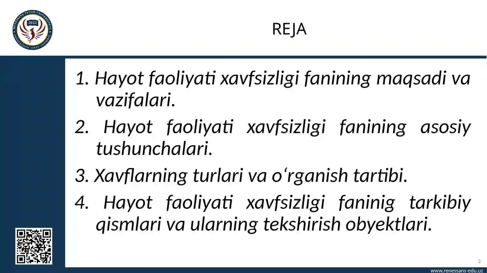 Hayot faoliyati xavfsizligi: HАYOT FAOLIYATI ХАVFSIZLIGI FANIGA KIRISH 2