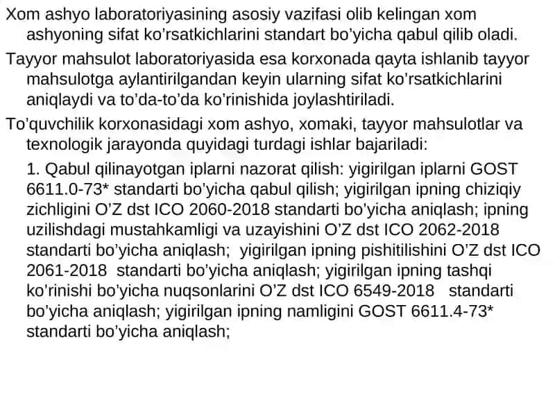 To’quvchilik korxonalarida sinov laboratoriyalarining turlari va vazifalari 2