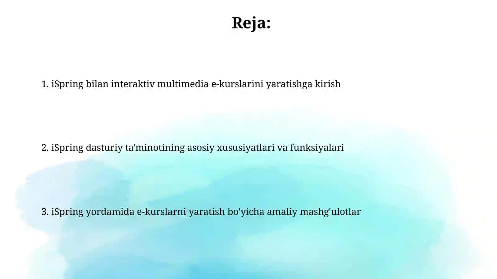 iSpring dasturi yordamida multimediali interaktiv elektron kurs yaratish 2