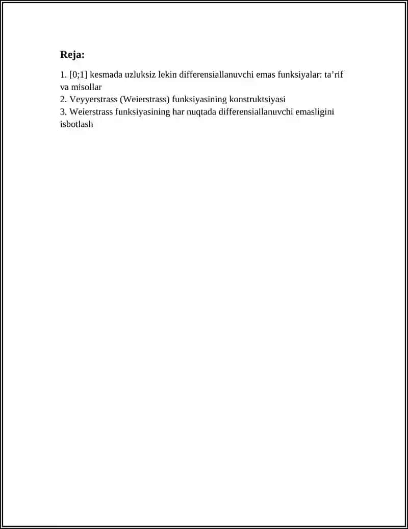 KESMADA UZLUKSIZ LEKIN DIFFERENSIALLANMAYDIGAN FUNKSIYALAR 2