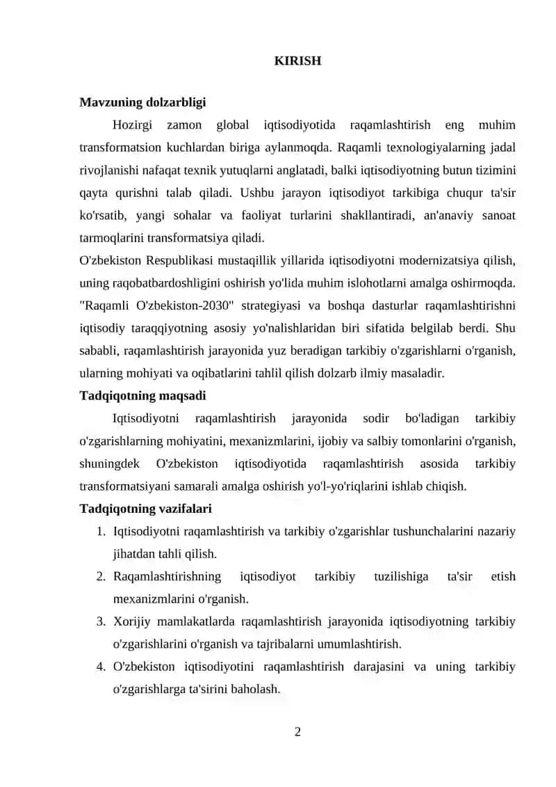 Iqtisodiyotni raqamlashtirishda tarkibiy o`zgarishlarning o`rni 2