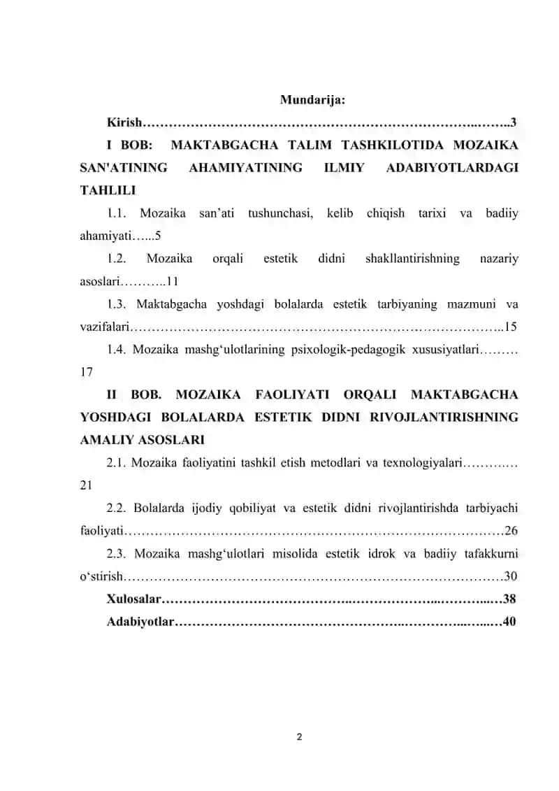 Mozaika orqali maktabgacha yoshdagi bolalarda estetik didni rivojlantirish 2