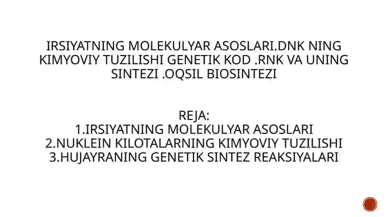 Irsiyatning Molekulyar Asoslari 2