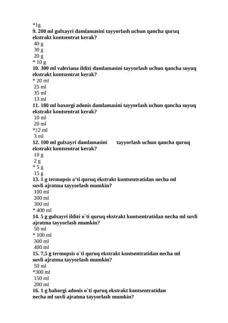 Suvli ajratmalar tayyorlashda quruq ekstrakt kontsentratlardan foydalanish 2