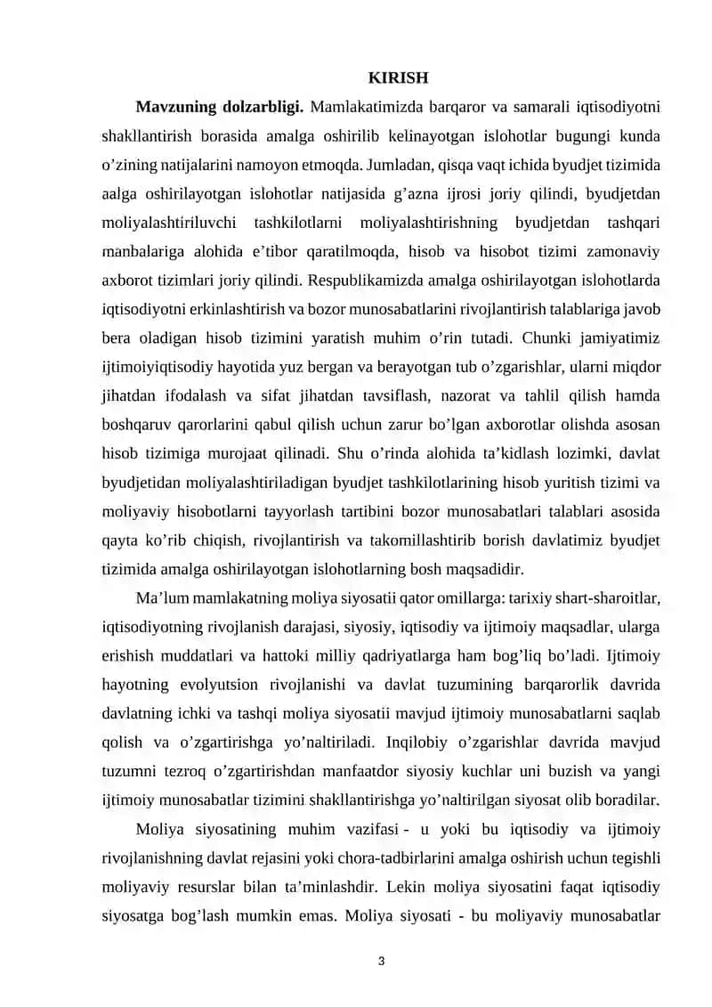 BYUDJET JARAYONINI TASHKIL ETISHDA OʻZBEKISTON RESPUBLIKASI MOLIYA VAZIRLIGINING OʻRNI VA AHAMIYATI 2