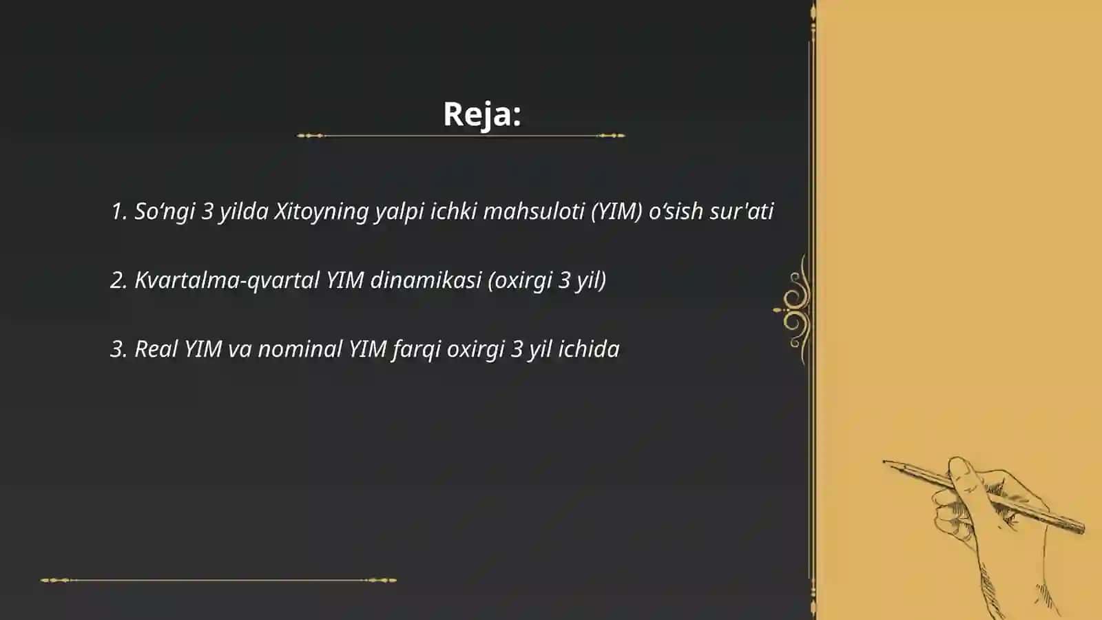 Xitoy davlatining soʻngi 3 yildagi yalpi ichki mahsuloti 2