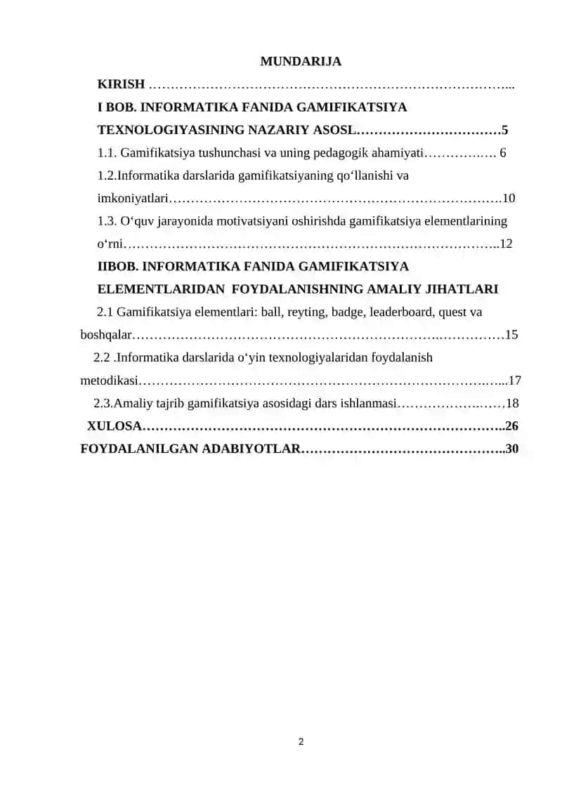 Informatika fanida Gamisifikatsiya elementlaridan foydalanish 2