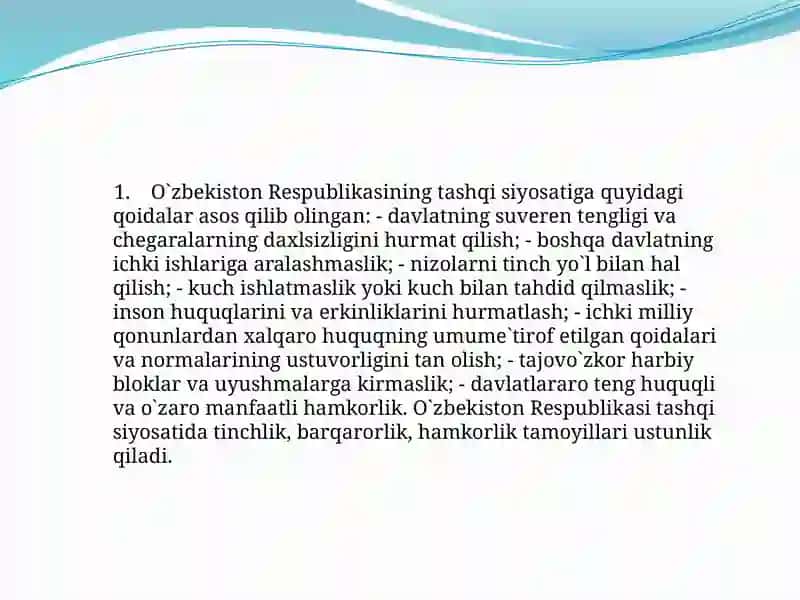 O'zbekiston va jahon hamjamiyati 2