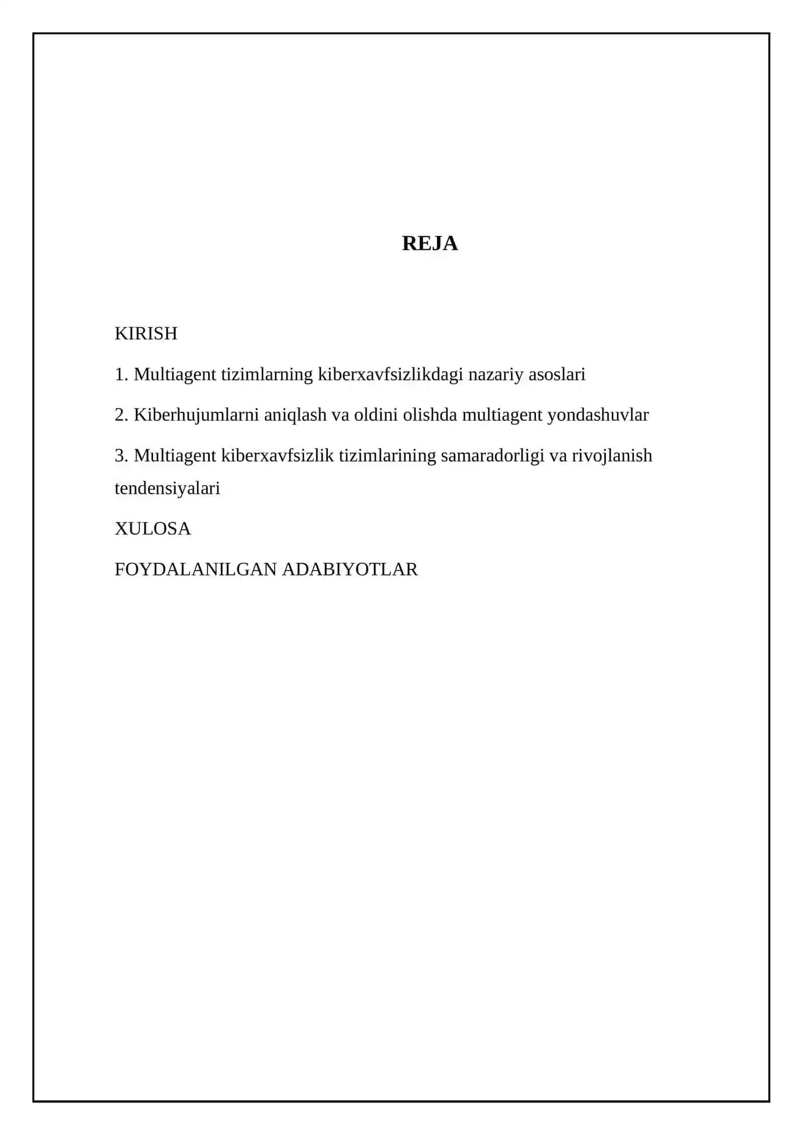 Multiagent tizimlarning kiberxavfsizlikdagi nazariy asoslari 2