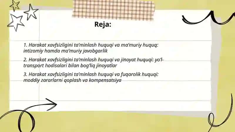Harakat xavfsizligini taʼminlash huquqi va jinoyat huquqi 2