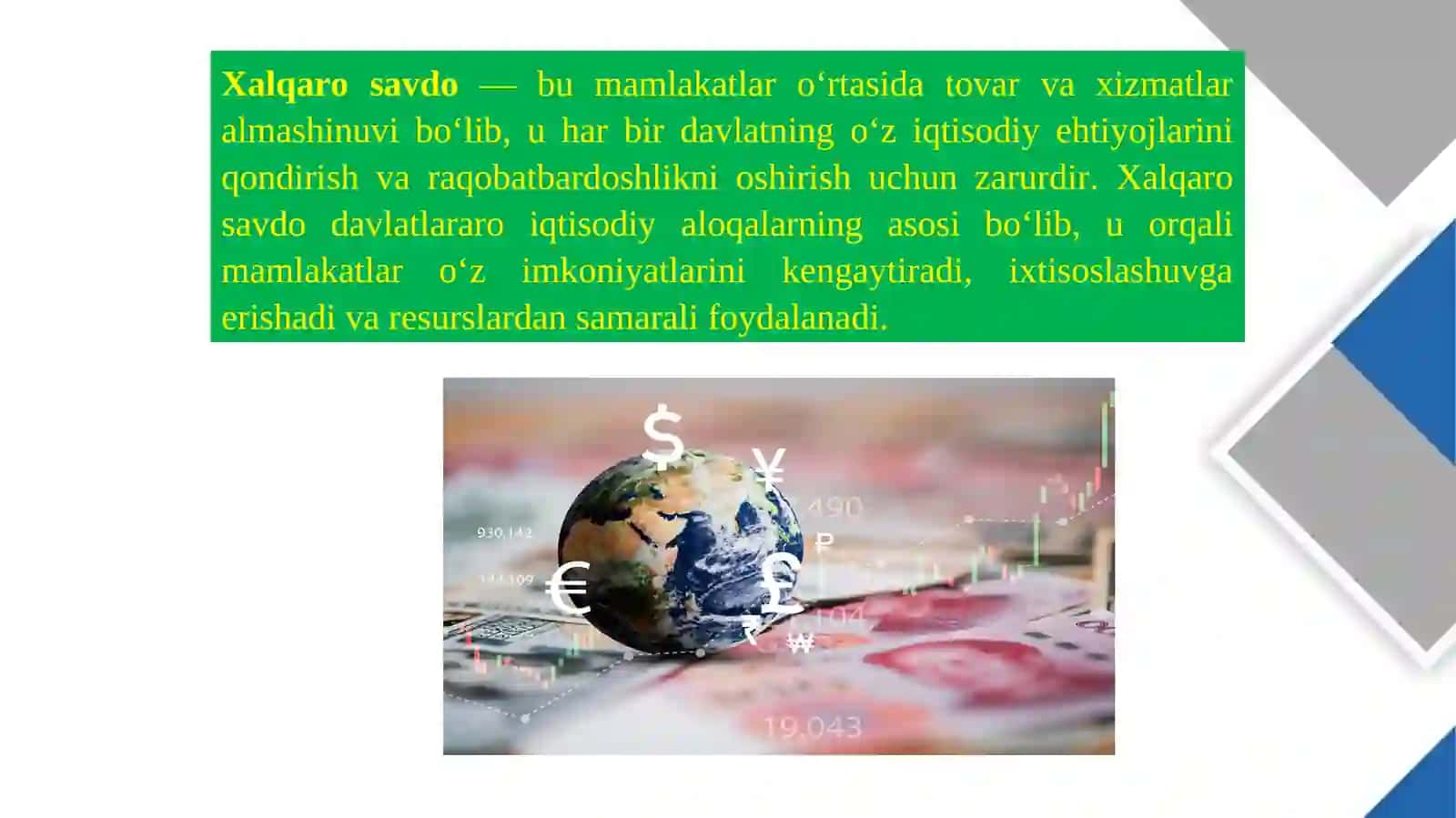 Xalqaro savdo nazariyalari. Tashqi savdo siyosati 2