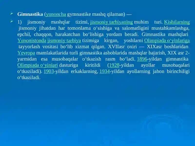 Gimnastikaning tarixi va umumiy tavsifi 2