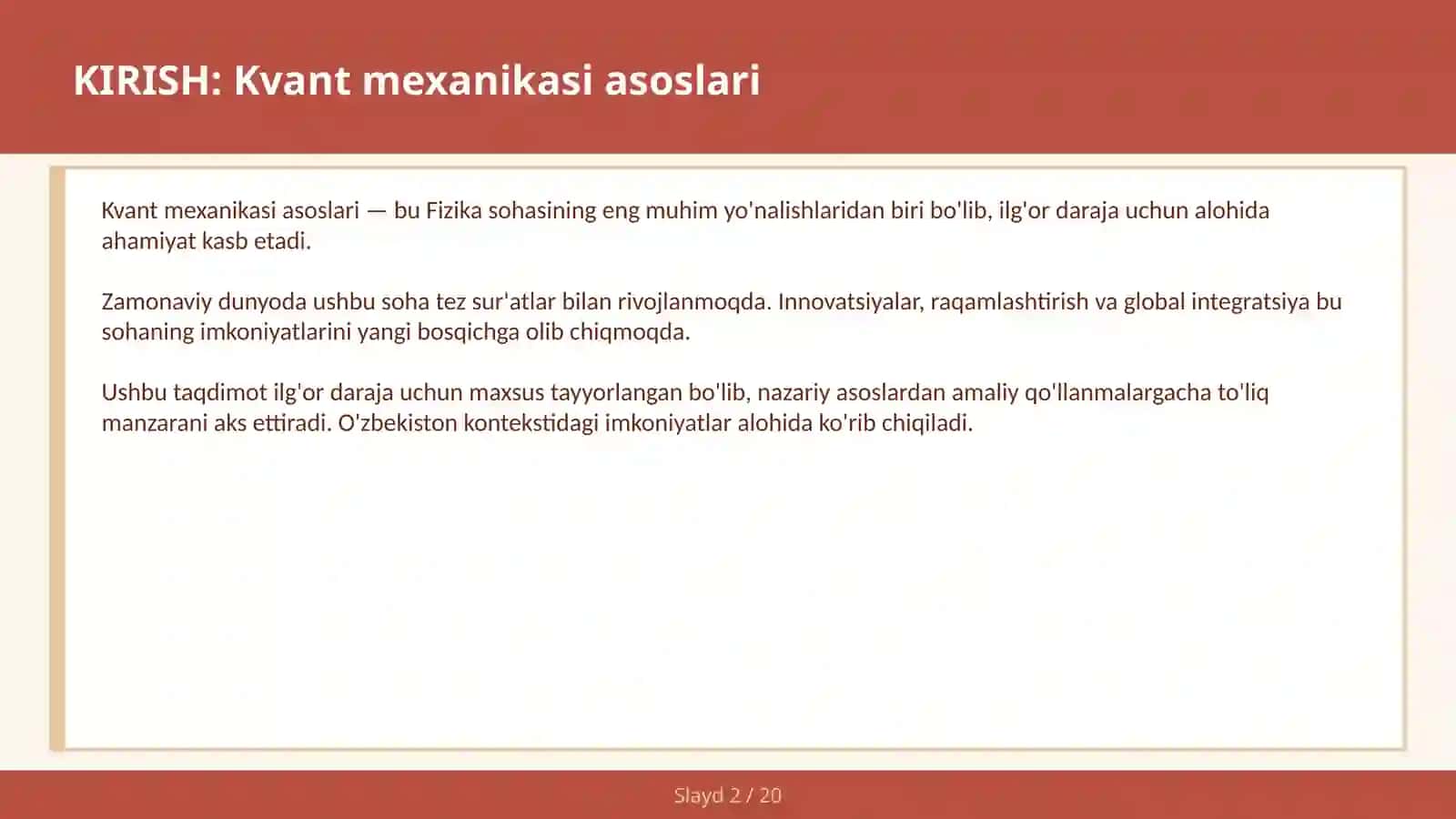 KVANT MEXANIKASI ASOSLARI 2