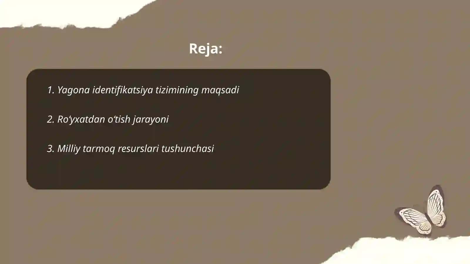 Yagona identifikatsiya tizimida ro‘yxatdan o‘tish va milliy tarmoq resurslaridan foydalanish 2