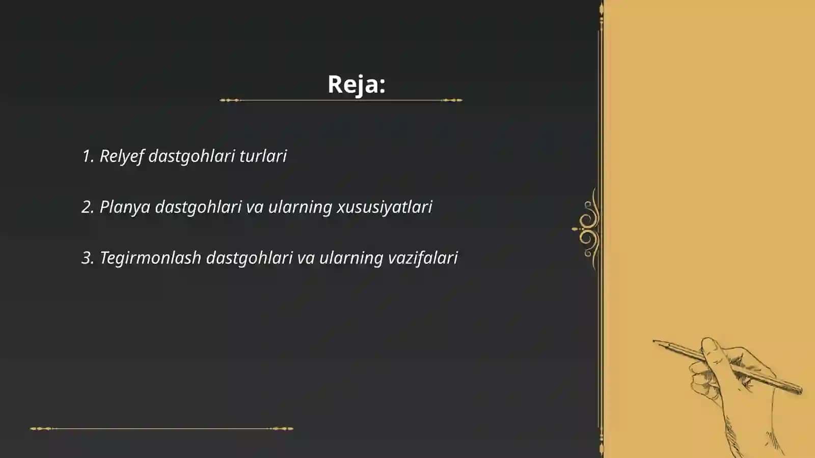 Relyef dastgohlarini turlari va faoliyati 2