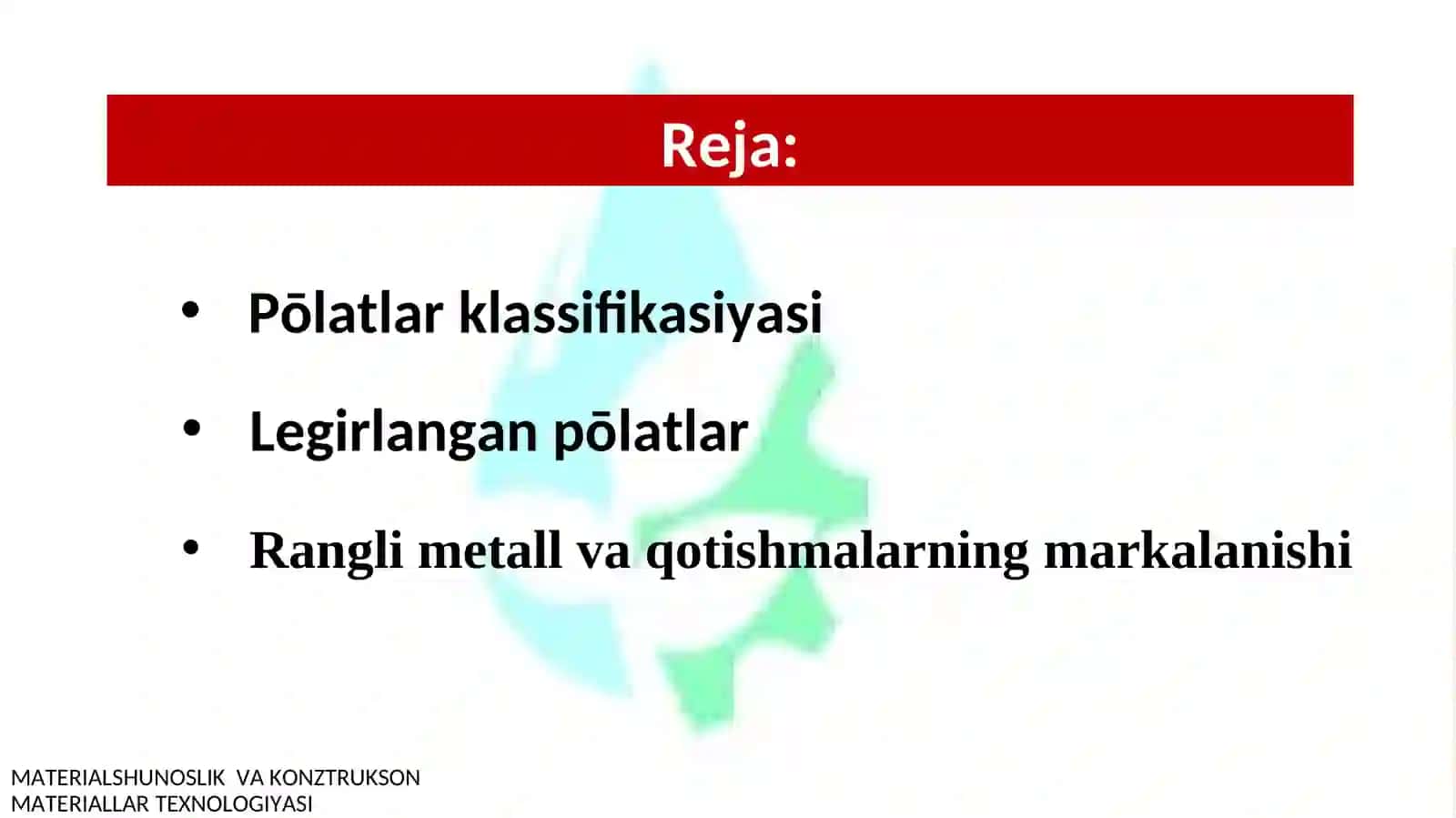 PŌLATLARVA RANGLI METALLARKLASSIFIKATSIYASI VA MARKALANISHI 2