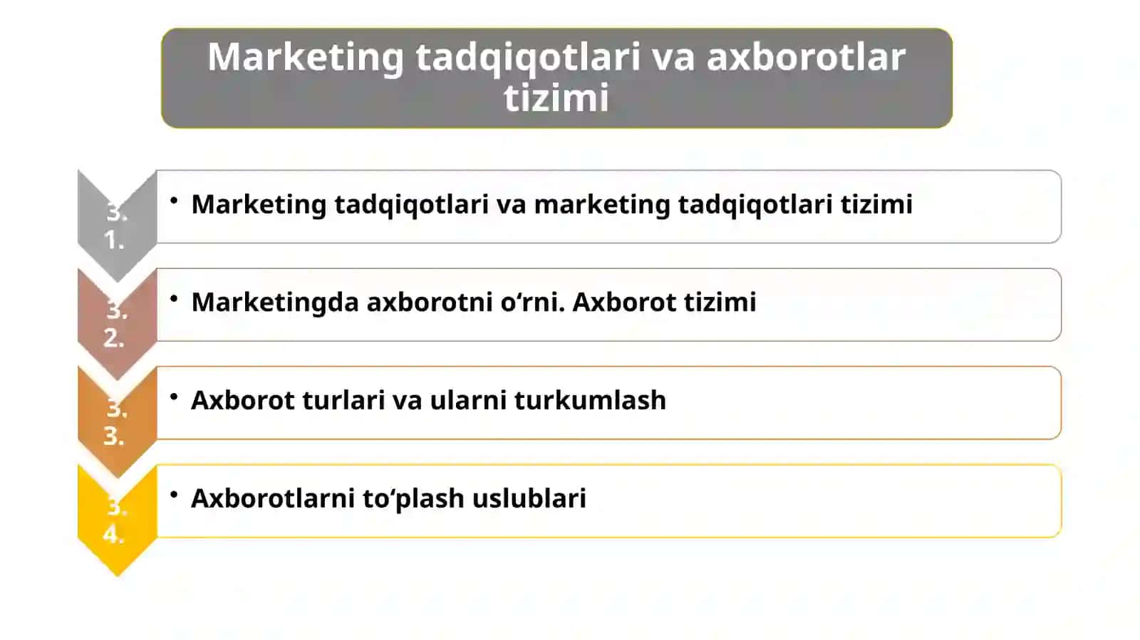 Marketing tadqiqotlari va marketing tadqiqotlari tizimi 2