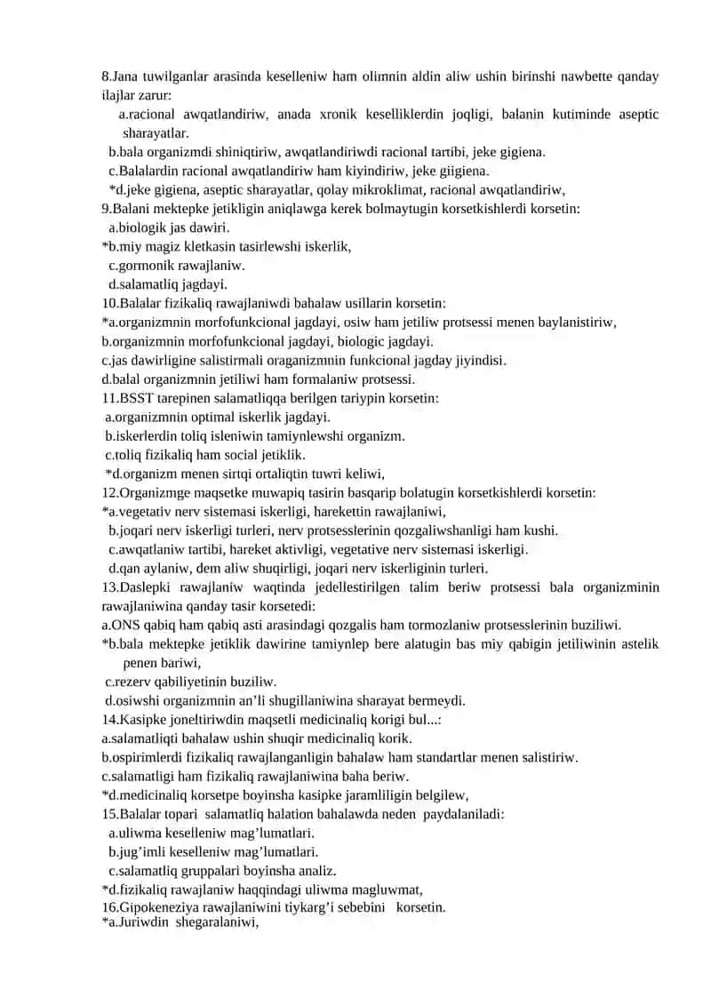 16-tema:MSEBO buyrig’ina tiykar mektepten tisqari mekemelerinde sanitar-gigienik tekseriw 2