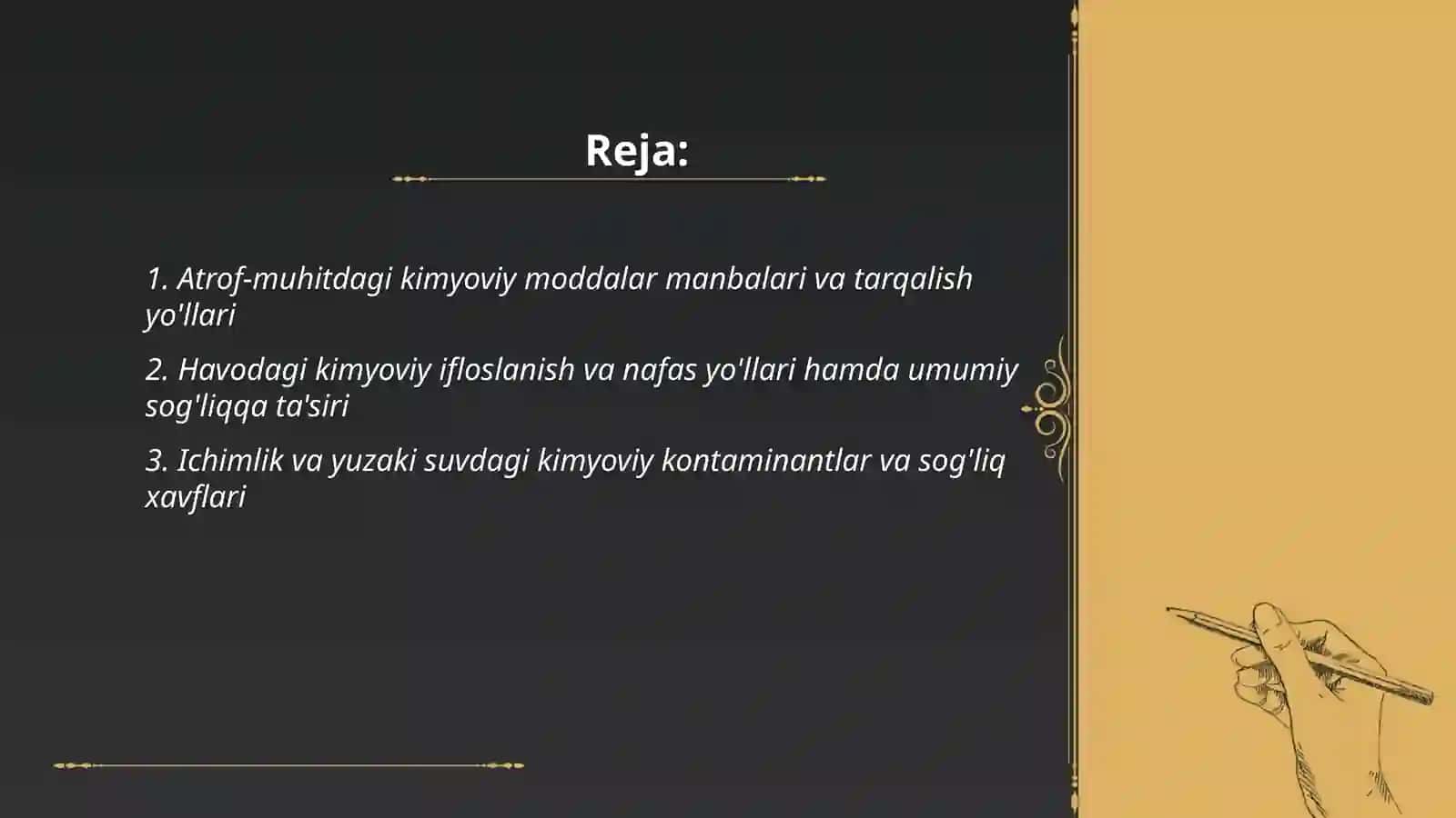 Atrof muhitdagi kimyoviy moddalar toksiologiya va jamoat salomatligi taʼsiri 2