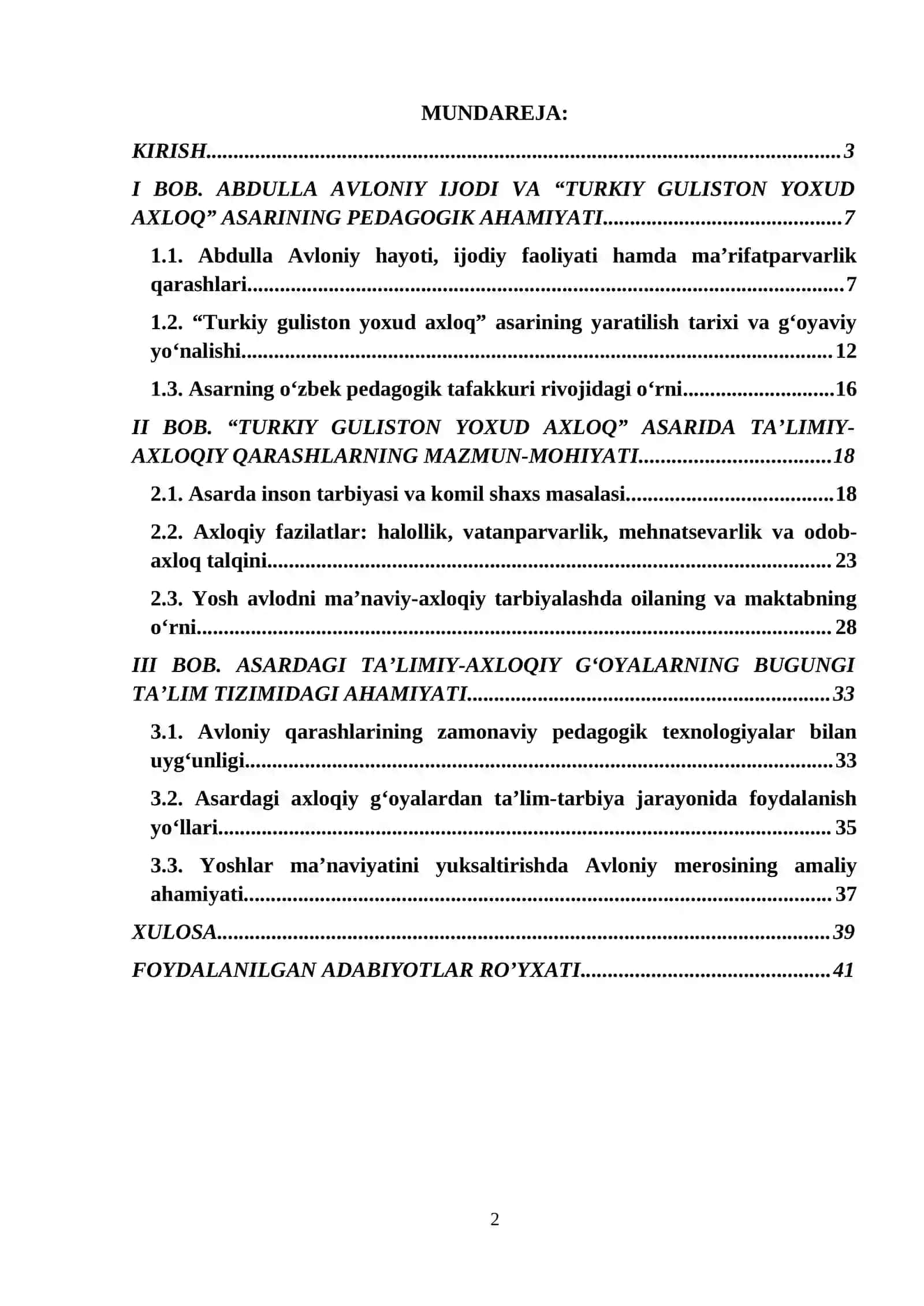 "Abdulla Avloniyning “Turkiy guliston yoxud axloq” asarida talimiy -axloqiy masalalar” 2