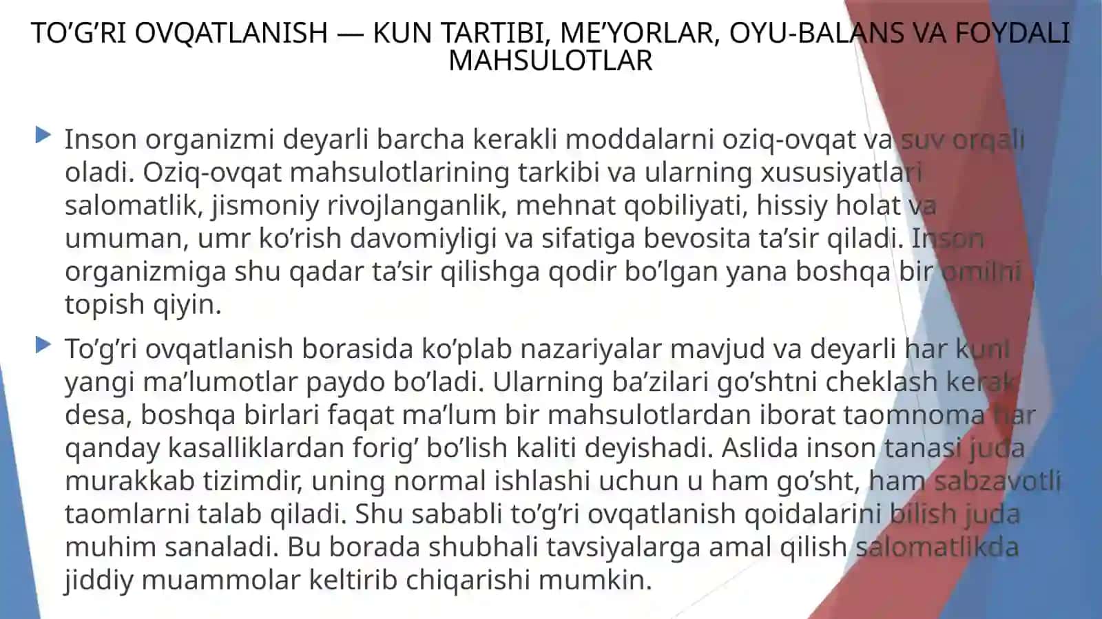 Ovqatlanish gigenyasi 2