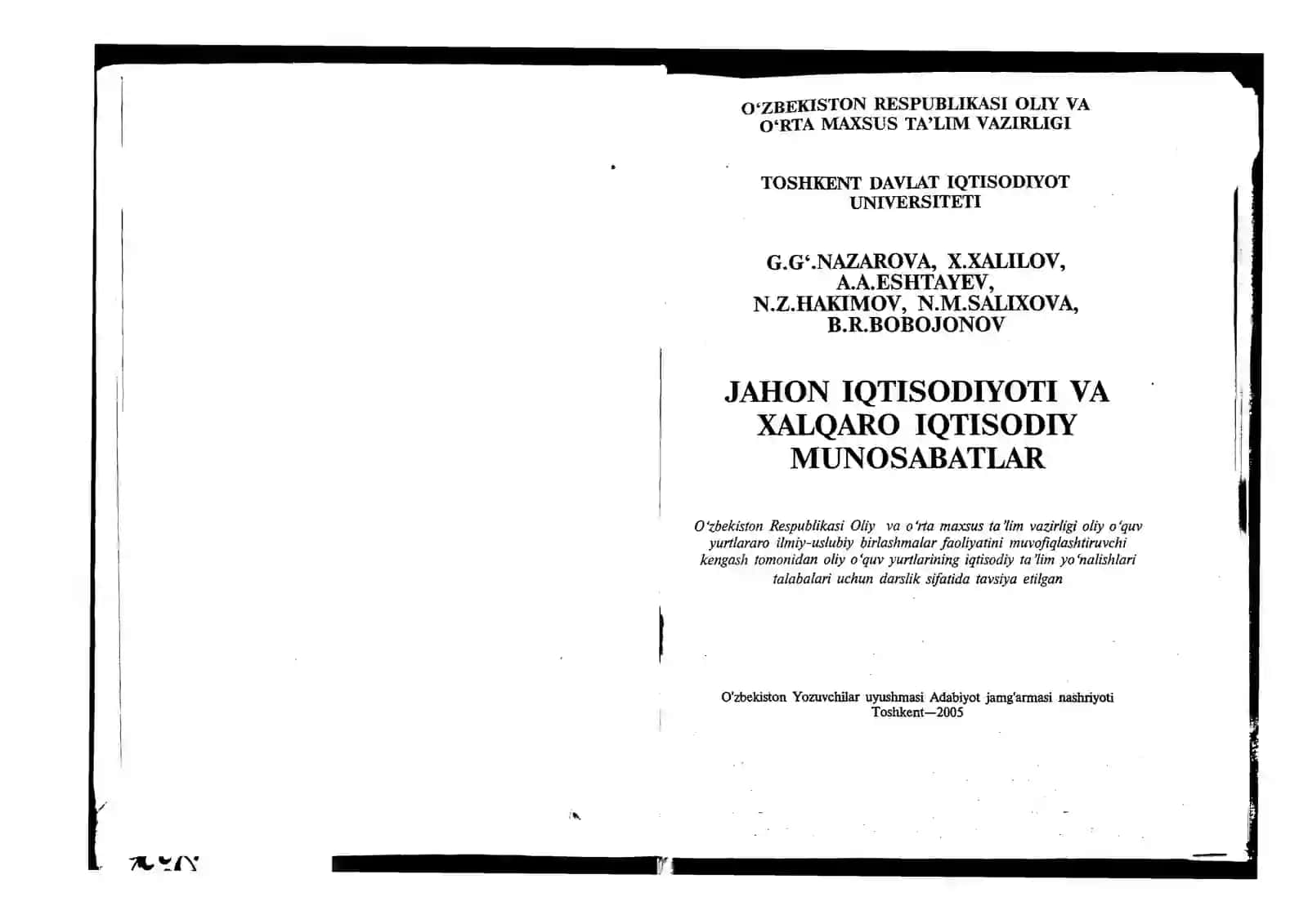 Jahon iqtisodiyoti va xalqaro iqtisodiy munosabatlar 2