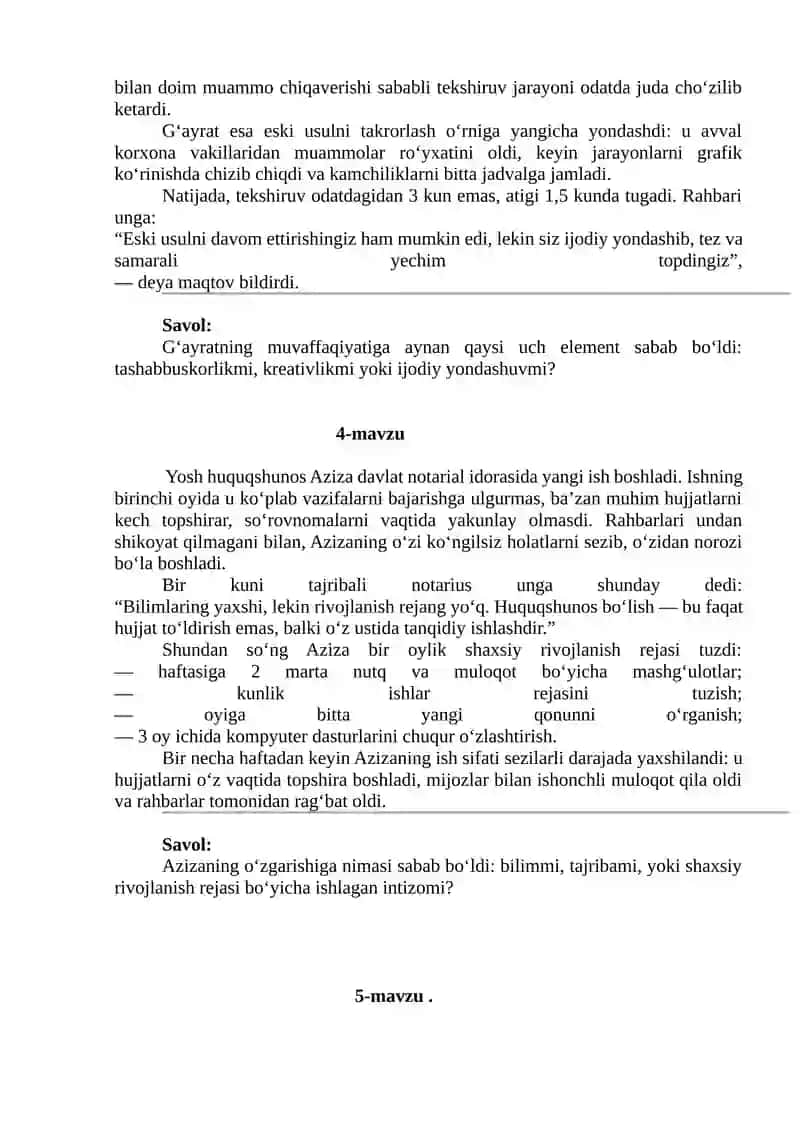 Huquqshunoslik fanidan tuzilgan kazuslar 2